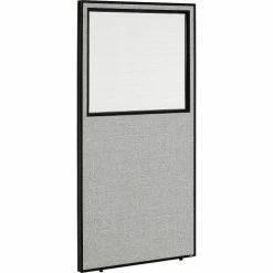 Interion By Global Industrial Interion® Office Partition Panel With Partial Window, 24-1/4"W x 96"H, Gray