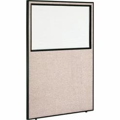 Interion By Global Industrial Interion® Office Partition Panel With Partial Window, 48-1/4"W x 72"H, Tan