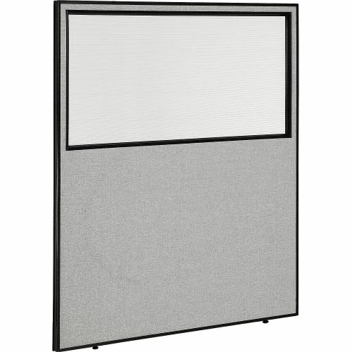 Interion By Global Industrial Interion® Office Partition Panel with Partial Window, 60-1/4"W x 72"H, Gray