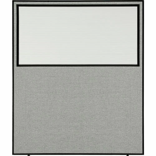 Interion By Global Industrial Interion® Office Partition Panel with Partial Window, 60-1/4"W x 72"H, Gray - Image 2