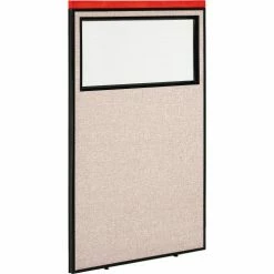 Interion By Global Industrial Interion® Deluxe Office Partition Panel with Partial Window, 36-1/4"W x 61-1/2"H, Tan