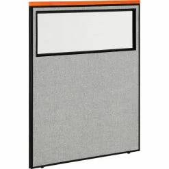 Interion By Global Industrial Interion® Deluxe Office Partition Panel with Partial Window, 48-1/4"W x 61-1/2"H, Gray