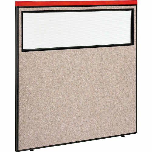 Interion By Global Industrial Interion® Deluxe Office Partition Panel with Partial Window, 60-1/4"W x 61-1/2"H, Tan