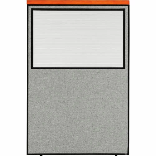 Interion By Global Industrial Interion® Deluxe Office Partition Panel with Partial Window, 48-1/4"W x 73-1/2"H, Gray - Image 2
