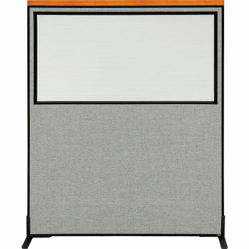 Interion By Global Industrial Interion® Deluxe Freestanding Office Partition Panel w/Partial Window 60-1/4"W x 73-1/2"H Gray - Image 2