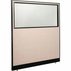 Interion By Global Industrial Interion® Office Partition Panel with Partial Window & Raceway, 60-1/4"W x 64"H, Tan