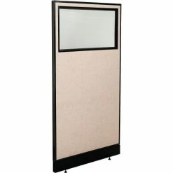 Interion By Global Industrial Interion® Office Partition Panel with Partial Window & Raceway, 36-1/4"W x 100"H, Tan