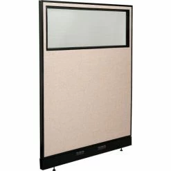 Interion By Global Industrial Interion® Electric Office Partition Panel with Partial Window, 48-1/4"W x 64"H, Tan