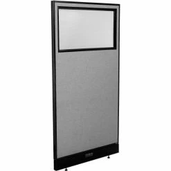 Interion By Global Industrial Interion® Electric Office Partition Panel with Partial Window, 36-1/4"W x 100"H, Gray