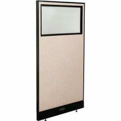 Interion By Global Industrial Interion® Electric Office Partition Panel with Partial Window, 36-1/4"W x 76"H, Tan