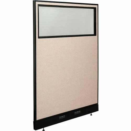 Interion By Global Industrial Interion® Electric Office Partition Panel with Partial Window, 48-1/4"W x 100"H, Tan