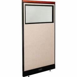 Interion By Global Industrial Interion® Deluxe Electric Office Partition Panel with Partial Window, 36-1/4"W x 65-1/2"H, Tan