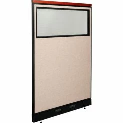 Interion By Global Industrial Interion® Deluxe Electric Office Partition Panel with Partial Window, 48-1/4"W x 77-1/2"H, Tan