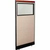 Interion By Global Industrial Interion® Deluxe Office Partition Panel w/Partial Window & Pass-Thru Cable 36-1/4Wx77-1/2H Tan