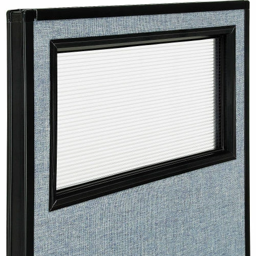 Interion By Global Industrial Interion® Mobile Office Partition Panel with Partial Window, 48-1/4"W x 63"H, Blue - Image 4
