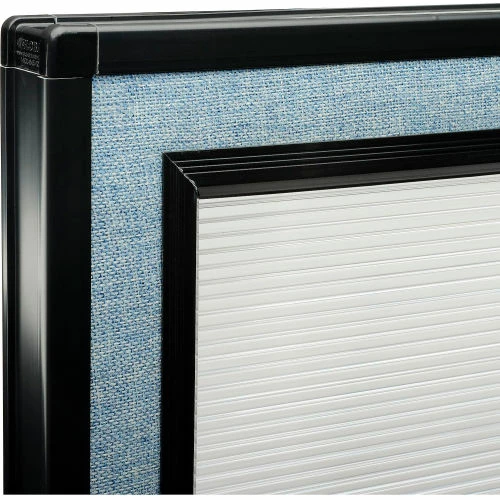 Interion By Global Industrial Interion® Freestanding Office Partition Panel with Partial Window, 36-1/4"W x 42"H, Blue - Image 6