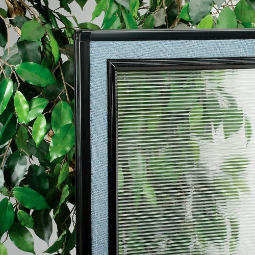 Interion By Global Industrial Interion® Office Partition Panel with Partial Window & Pass-Thru Cable, 36-1/4"W x 64"H, Blue - Image 3