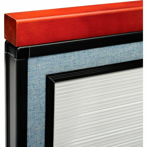 Interion By Global Industrial Interion® Deluxe Office Partition Panel w/Partial Window & Pass-Thru Cable 36-1/4Wx47-1/2H BLU - Image 2