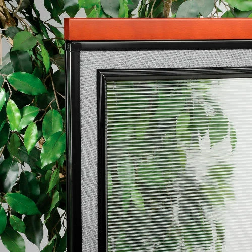 Interion By Global Industrial Interion® Deluxe Office Partition Panel w/Partial Window & Pass-Thru Cable 60-1/4Wx47-1/2H GRY - Image 5