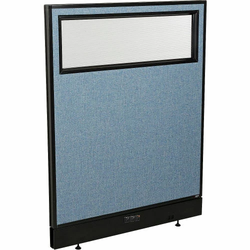Interion By Global Industrial Interion® Electric Office Partition Panel with Partial Window, 36-1/4"W x 46"H, Blue