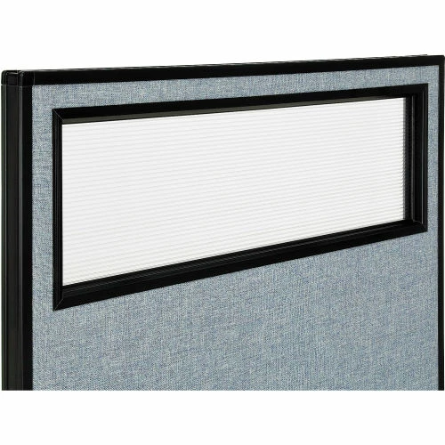 Interion By Global Industrial Interion® Freestanding Office Partition Panel with Partial Window, 36-1/4"W x 42"H, Blue - Image 3