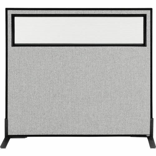 Interion By Global Industrial Interion® Freestanding Office Partition Panel with Partial Window, 48-1/4"W x 42"H, Gray - Image 2