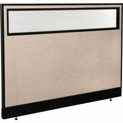 Interion By Global Industrial Interion® Office Partition Panel with Partial Window & Raceway, 60-1/4"W x 46"H, Tan