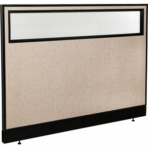 Interion By Global Industrial Interion® Office Partition Panel with Partial Window & Raceway, 60-1/4"W x 46"H, Tan