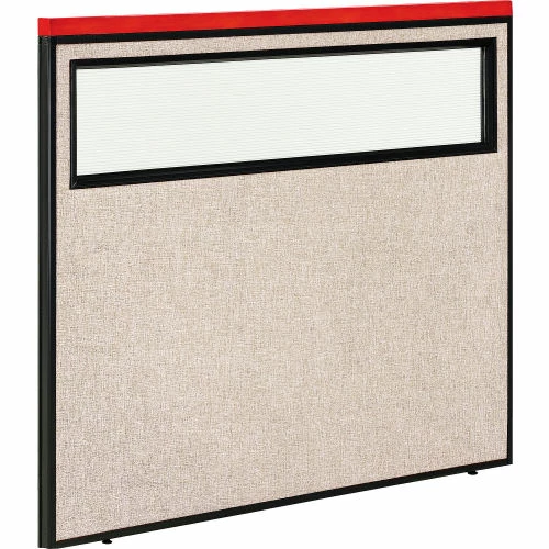 Interion By Global Industrial Interion® Deluxe Office Partition Panel with Partial Window, 48-1/4"W x 43-1/2"H, Tan