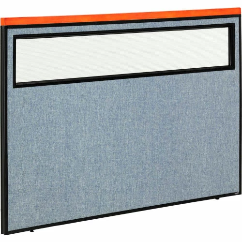 Interion By Global Industrial Interion® Deluxe Office Partition Panel with Partial Window, 60-1/4"W x 43-1/2"H, Blue