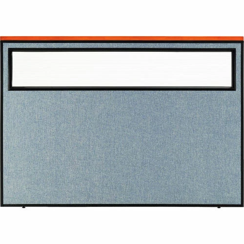 Interion By Global Industrial Interion® Deluxe Office Partition Panel with Partial Window, 60-1/4"W x 43-1/2"H, Blue - Image 2