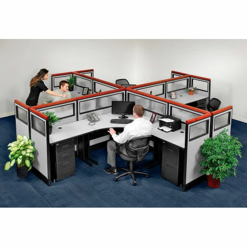 Interion By Global Industrial Interion® Deluxe Electric Office Partition Panel with Partial Window, 60-1/4"W x 47-1/2"H, Gray - Image 6