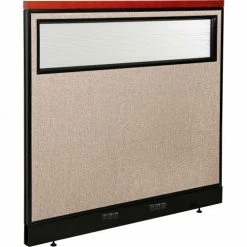 Interion By Global Industrial Interion® Deluxe Electric Office Partition Panel with Partial Window, 48-1/4"W x 47-1/2"H, Tan