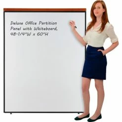 Interion By Global Industrial Interion® Deluxe Office Partition Panel with Whiteboard, 48-1/4"W x 61-1/2"H