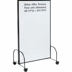 Interion By Global Industrial Interion® Mobile Office Partition Panel with 2-Sided Whiteboard, 36-1/4"W x 63-1/2"H