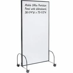 Interion By Global Industrial Interion® Mobile Office Partition Panel with 2-sided Whiteboard, 36-1/4"W x 75-1/2"H