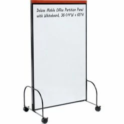 Interion By Global Industrial Interion® Deluxe Mobile Office Partition Panel With 2-Sided Whiteboard, 36-1/4"W x 65"H