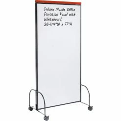Interion By Global Industrial Interion® Deluxe Mobile Office Partition Panel with 2-sided Whiteboard,36-1/4"W x 77"H