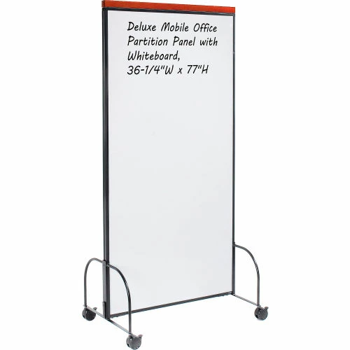 Interion By Global Industrial Interion® Deluxe Mobile Office Partition Panel with 2-sided Whiteboard,36-1/4"W x 77"H