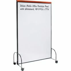 Interion By Global Industrial Interion® Deluxe Mobile Office Partition Panel with 2-sided Whiteboard,48-1/4"W x 77"H