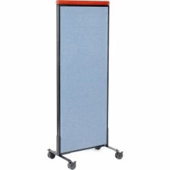 Interion By Global Industrial Interion® Mobile Deluxe Office Partition Panel, 24-1/4"W x 64-1/2"H, Blue