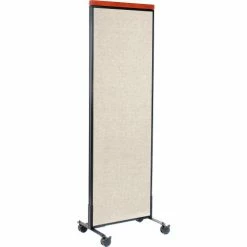 Interion By Global Industrial Interion® Mobile Deluxe Office Partition Panel, 24-1/4"W x 76-1/2"H, Tan