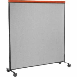 Interion By Global Industrial Interion® Mobile Deluxe Office Partition Panel, 60-1/4"W x 64-1/2"H, Gray