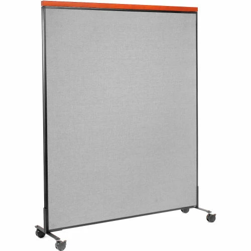 Interion By Global Industrial Interion® Mobile Deluxe Office Partition Panel, 60-1/4"W x 76-1/2"H, Gray