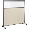 Interion By Global Industrial Interion® Mobile Office Partition Panel with Partial Window, 60-1/4"W x 63"H, Tan