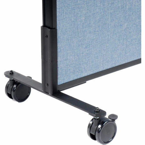 Interion By Global Industrial Interion® Mobile Deluxe Office Partition Panel with Partial Window, 48-1/4"W x 46-1/2"H, Blue - Image 2