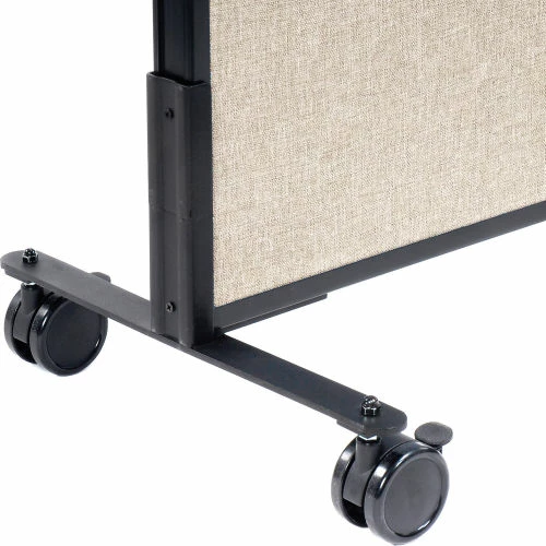 Interion By Global Industrial Interion® Mobile Deluxe Office Partition Panel with Partial Window, 60-1/4"W x 46-1/2"H, Tan - Image 2