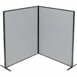 Interion By Global Industrial Interion® Freestanding 2-Panel Corner Room Divider, 48-1/4"W x 60"H Panels, Gray