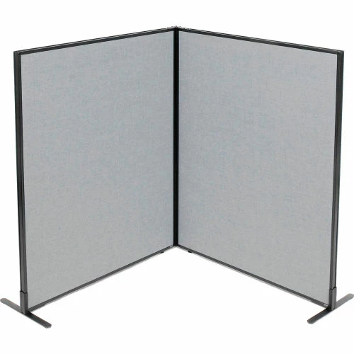 Interion By Global Industrial Interion® Freestanding 2-Panel Corner Room Divider, 48-1/4"W x 60"H Panels, Gray