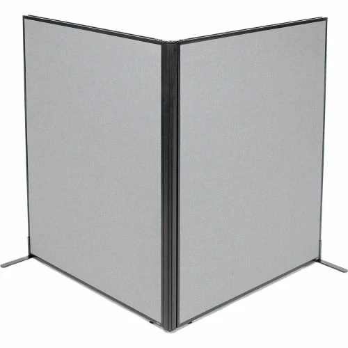 Interion By Global Industrial Interion® Freestanding 2-Panel Corner Room Divider, 48-1/4"W x 60"H Panels, Gray - Image 2